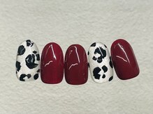 冬ネイル/レオパード/ボルドー