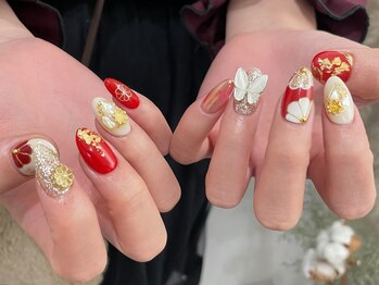 アイミーモア 国立店(aimer more)/レッド×振袖ネイル