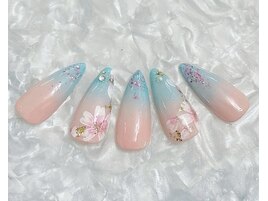 グラデーション/桜/手書きネイル