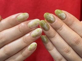 アイボリー/グリーン/マーブル