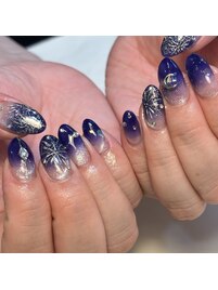 シックな手描き花火デザイン♪