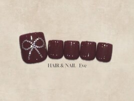 ボルドーレッドリボン大人女子