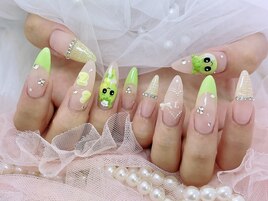 3Dネイル  ツイード フレンチ