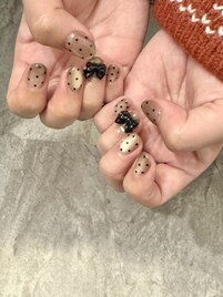 ドット柄×黒リボン＊マグネット