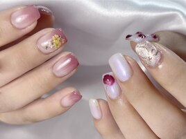 春 ドライフラワーネイル