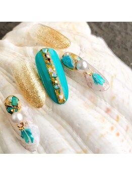 マムコレクション/デニム　バイカラー　大理石