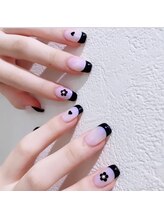 アンダーバーホワイト 大阪上本町店(_WHITE)/黒フレンチネイル