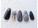 秋色チェックネイル
