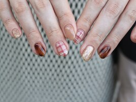 秋チェックネイル/フィルイン