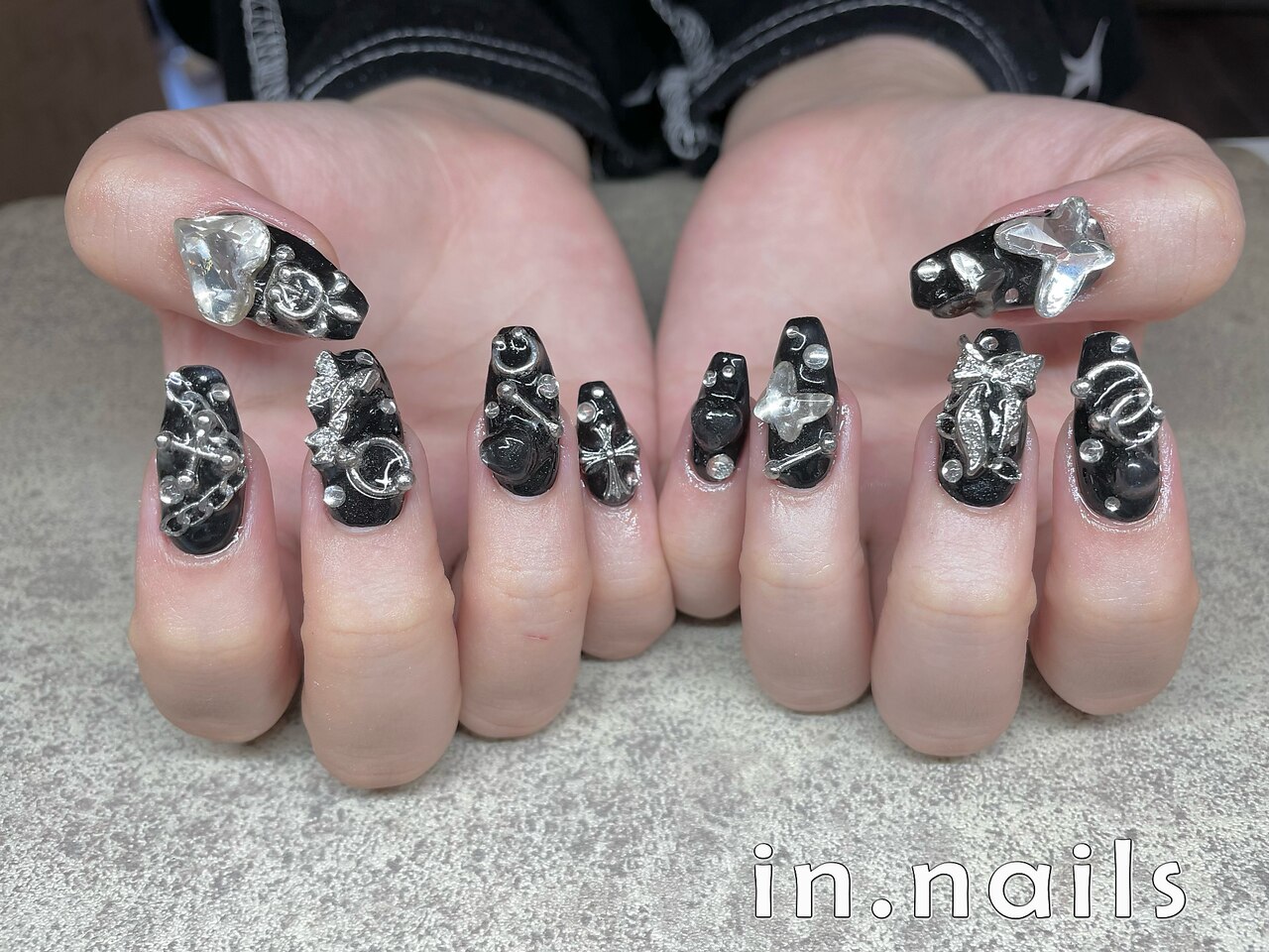【sample】オーダーネイルチップ 推し活 付け爪 つけ爪 黒 紫 サブカル ネイル サブカル 黒 sample オーダーネイルチップ 推し活 付け爪 つけ