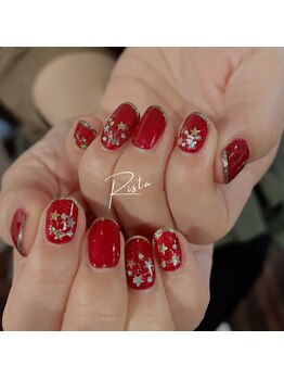ネイルサロン リスタ(Rista)/赤　星　フレンチ　マグネット
