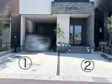 ネロ(nelo.)の雰囲気（駐車場｜サロン前に2台分ございます。お気軽に利用ください）