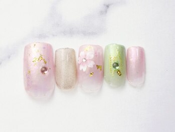池袋ネイルサロン イイネイル(Ee-Nail)/手描き桜ネイル初回￥6980