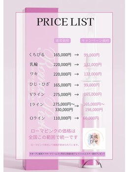 美成(vise)/ローマピンク料金
