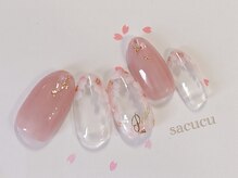 サククネイル(sacucunail)/定額Cコース☆桜ネイル