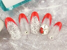 フレンチ×レースフラワーネイル