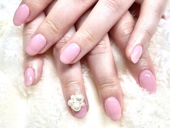 ケーズネイル製作所/ピンクパールビジューネイル