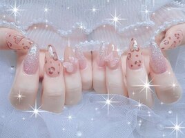 ヒョウ柄ネイル/ラメグラ