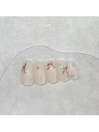 シンプルリボンネイル