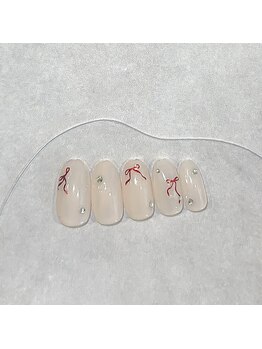 シンプルリボンネイル