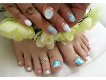 プルミエ ネイル(Premier Nail)/ブルーフラワー☆ハンドフット