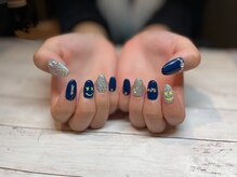 ダリア 西大寺本店(DAHLIA)/ネイビー×シルバーネイル