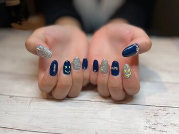 ダリア 西大寺本店(DAHLIA)/ネイビー×シルバーネイル