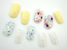 ネイルサロン クイール 小山店(NAIL SALON QUILL)/ラメコート×フラワーアート