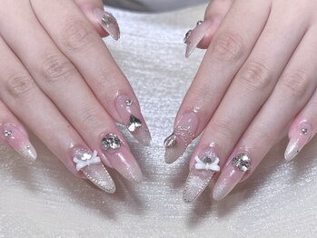 ペルリィ 渋谷店(Perly)の写真/【夜22時まで営業】長さだし＋パーツ付け放題◎ピンク系×ワンカラーで叶う大人のモテ可愛ネイル♪