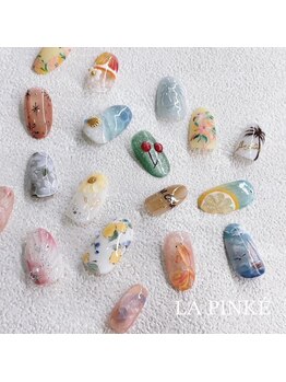 ラ パンケ(LA PINKE)の写真/トレンドの手書きアートが得意なサロン！フラワーやニュアンスで指先を彩る☆