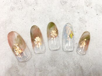 グラマーネイル(Glamor nail)/マーブル×ホログラム