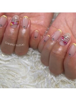 ユマニ バイ ヒート(Humani by HEAT)/大人かわいいリボンネイル