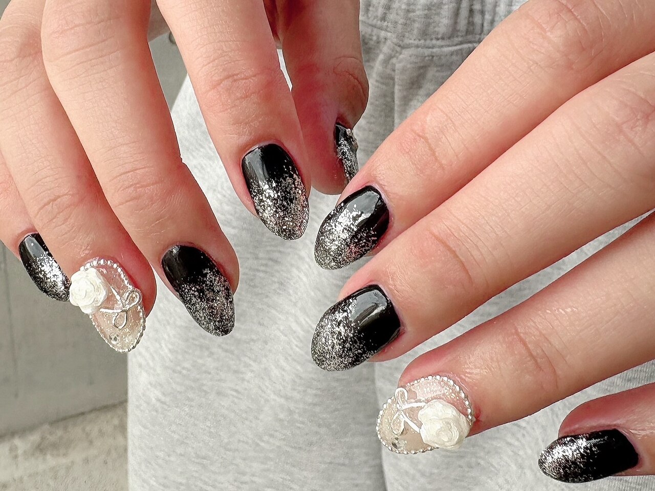 ネイル ブラックラメ☆ 2164n-04.jpg