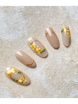 春/ミモザネイル/上品ネイル