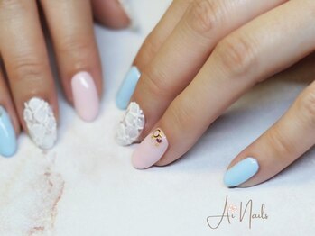 アイネイルズ(Ai nails)/レース風フラワーネイル