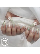 レディスペネイル ノウラ 名駅店(Redispe nail NouRa)/ホワイト×グリーン