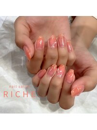 大人上品オレンジネイル