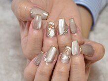 ネイルサロン プルミエール(Premiere)/ベージュマグネット&ゴールド