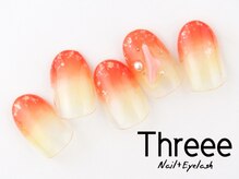 スリーネイルプラスアイラッシュ(Threee Nail+Eyelash)/クリアグラデーション×さんご
