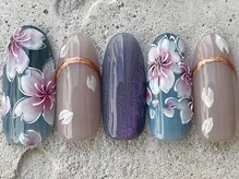 フリークネイル(FREAK Nail)/くすみ手書き桜アート ¥14000