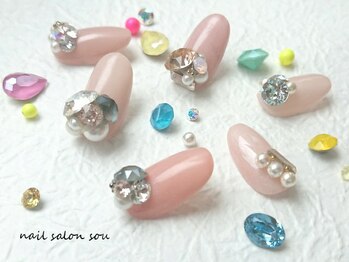 ネイルサロン ソウ 心斎橋店(Nail Salon Sou)/キラキラビジューnail☆