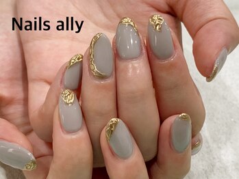 ネイルズアリー 立川店(Nails ally)/ジュエリーネイル×グレージュ