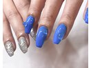 【ブルー×フラッシュネイル】