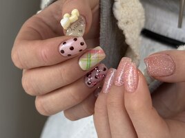 ドット×チェックネイル