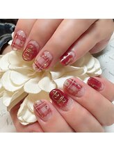 ヘアー ユニバース(HAIR UИIVERS)/ボルドーマグ+チェックネイル★