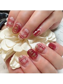 ボルドーマグ+チェックネイル★