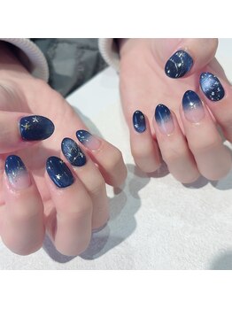 ナチュラルネイル 志木東口店(Natural nail)/星降る夜空ネイル