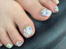 パステルドットフットネイル