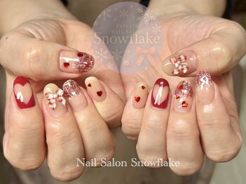 スノーフレーク(Snowflake)/バレンタインネイル♪ツイード