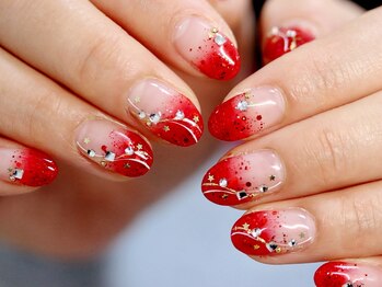 ネイルルージュ(Nail Rouge)/キラキラ赤グラデ